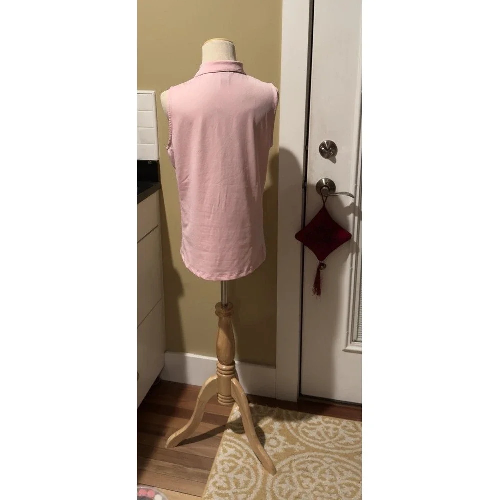 Golftini Sleeveless Quarter Zip‎ Stretch Golf Polo Light Pink Fashion Style Lg